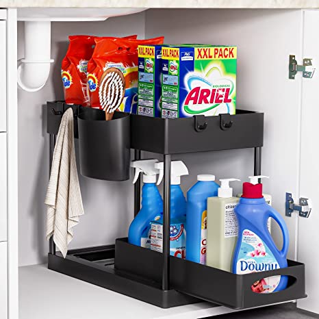 GODDSEVOES Under Sink Organizers and Storage pull out sliding drawers,2 ...